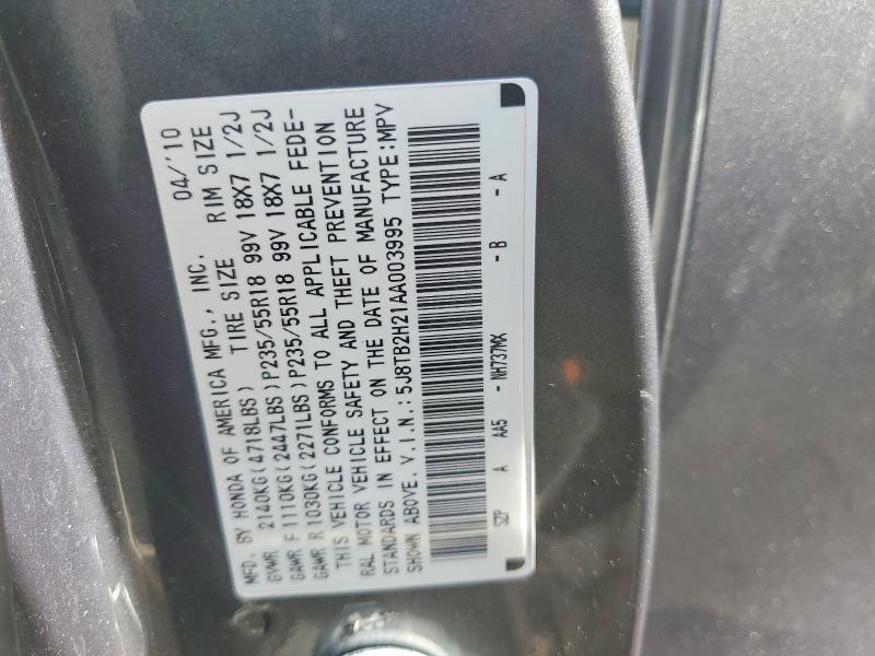 99510595 :رقم المزاد ، 5J8TB2H21AA003995 vin ، 2010 Acura Rdx مزاد بيع