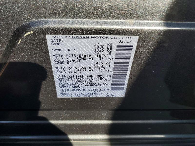 Aukcja sprzedaży 2017 Infiniti Qx60, vin: 5N1DL0MN9HC528124, numer aukcji: 73624515