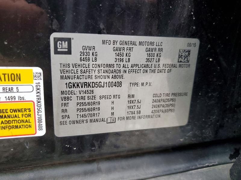 Продажа на аукционе авто 2016 Gmc Acadia Slt, vin: 1GKKVRKD5GJ100408, номер лота: 99431075