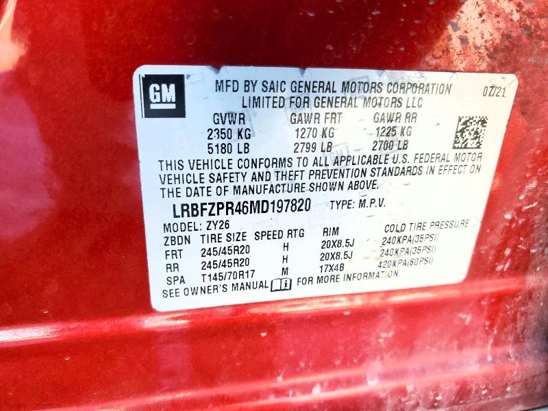 Продаж на аукціоні авто 2021 Buick Envision, vin: LRBFZPR46MD197820, номер лоту: 99582425