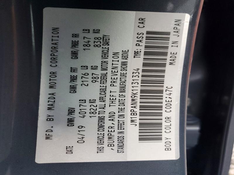 Продажа на аукционе авто 2019 Mazda 3, vin: JM1BPANM9K1131334, номер лота: 99164055