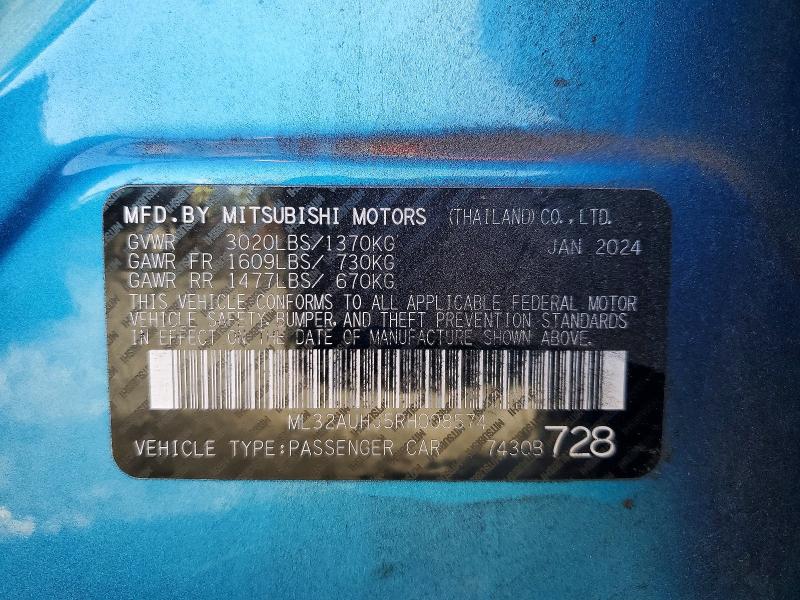 Продаж на аукціоні авто 2024 Mitsubishi Mirage, vin: ML32AUHJ5RH008574, номер лоту: 73045455