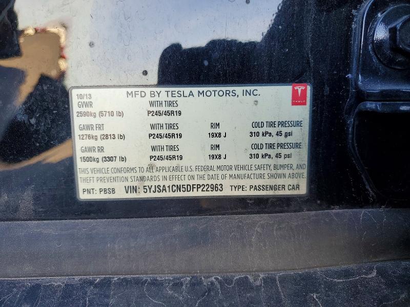 2013 Tesla Model S მანქანა იყიდება აუქციონზე, vin: 5YJSA1CN5DFP22963, აუქციონის ნომერი: 72870455