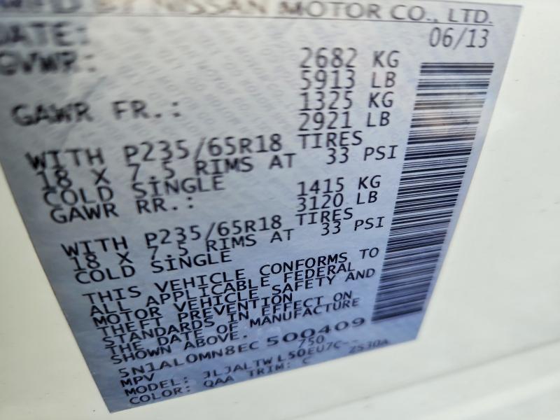Продаж на аукціоні авто 2014 Infiniti Qx60, vin: 5N1AL0MN8EC500409, номер лоту: 73690025