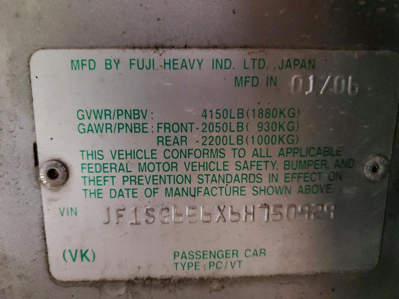 74031135 :رقم المزاد ، JF1SG656X6H750929 vin ، 2006 Subaru Forester مزاد بيع