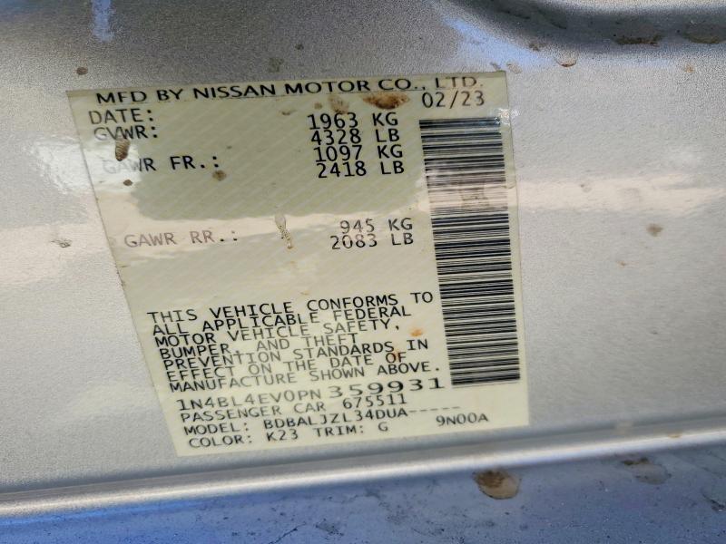 Продаж на аукціоні авто 2023 Nissan Altima, vin: 1N4BL4EV0PN359931, номер лоту: 72171635