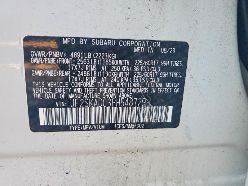 Aukcja sprzedaży 2023 Subaru Forester P, vin: JF2SKADC3PH548729, numer aukcji: 72115655