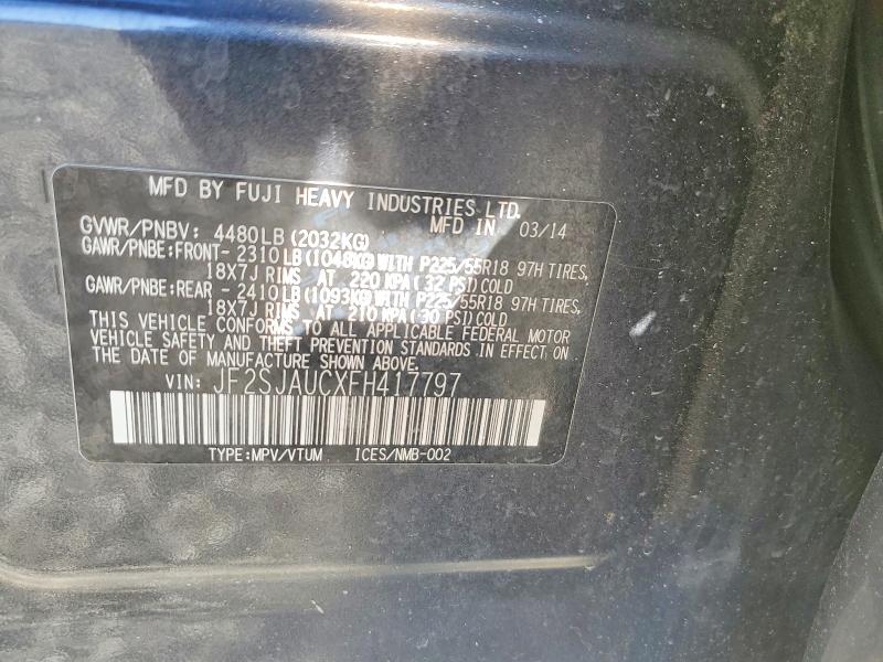 74471545 :رقم المزاد ، JF2SJAUCXFH417797 vin ، 2015 Subaru Forester مزاد بيع