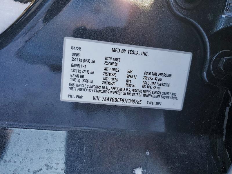 74689515 :رقم المزاد ، 7SAYGDEE9TF348785 vin ، 2026 Tesla Model Y مزاد بيع