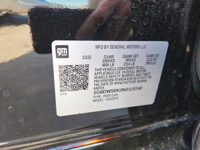 Aukcja sprzedaży 2022 Cadillac Ct5, vin: 1G6DW5RK9N0119340, numer aukcji: 73001495