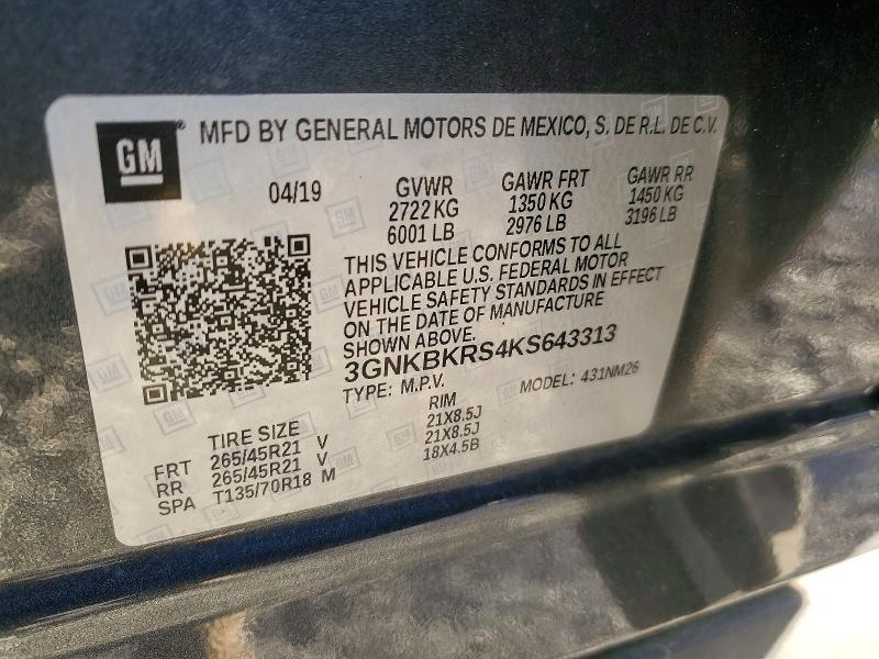 Aukcja sprzedaży 2019 Chevrolet Blazer, vin: 3GNKBKRS4KS643313, numer aukcji: 98551105