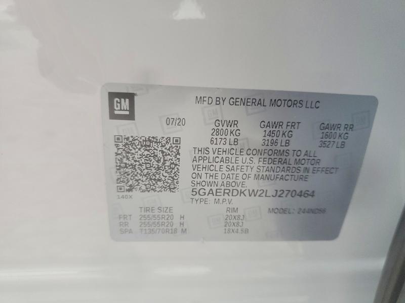 Продажа на аукционе авто 2020 Buick Enclave, vin: 5GAERDKW2LJ270464, номер лота: 72572125