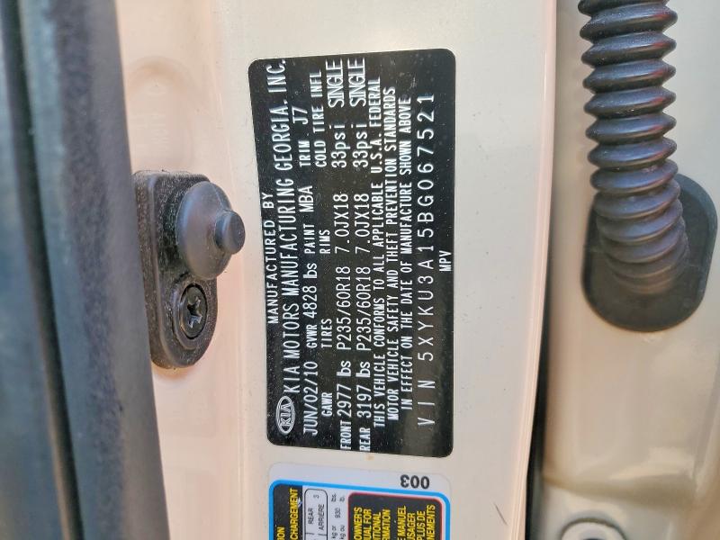 Aukcja sprzedaży 2011 Kia Sorento, vin: 5XYKU3A15BG067521, numer aukcji: 75190225