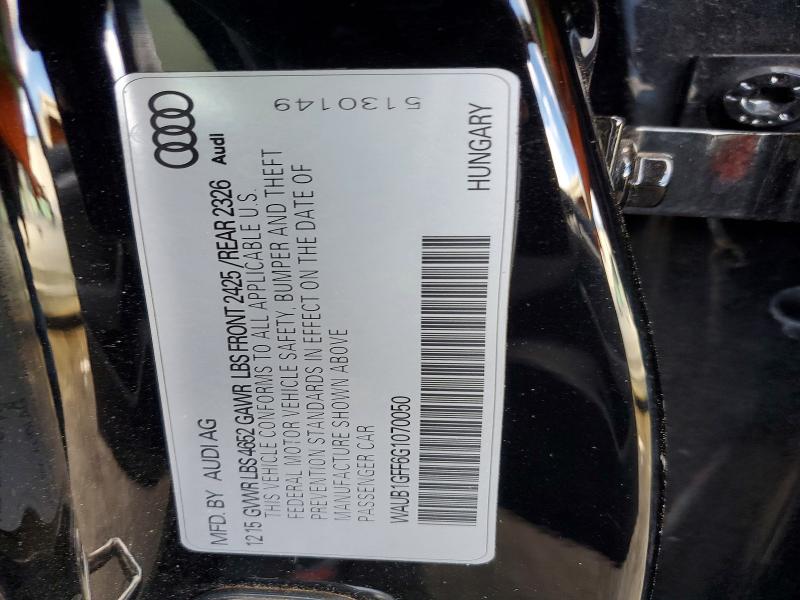 97891125 :رقم المزاد ، WAUB1GFF6G1070050 vin ، 2016 Audi S3 مزاد بيع