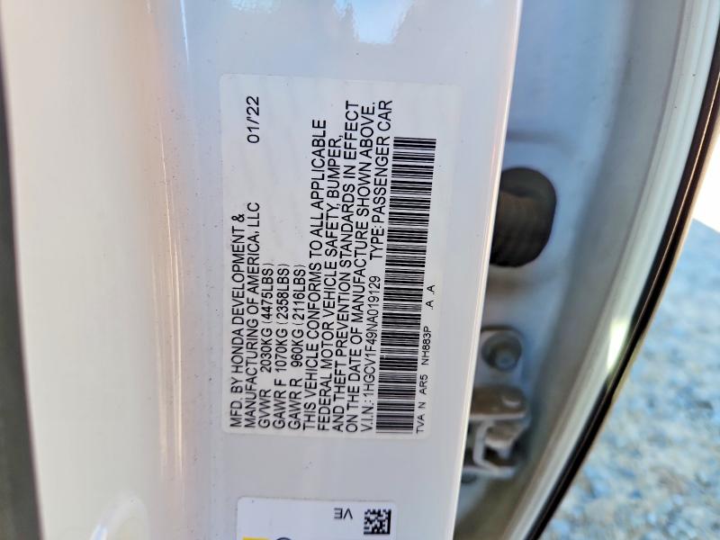 Продаж на аукціоні авто 2022 Honda Accord Spo, vin: 1HGCV1F49NA019129, номер лоту: 72872325