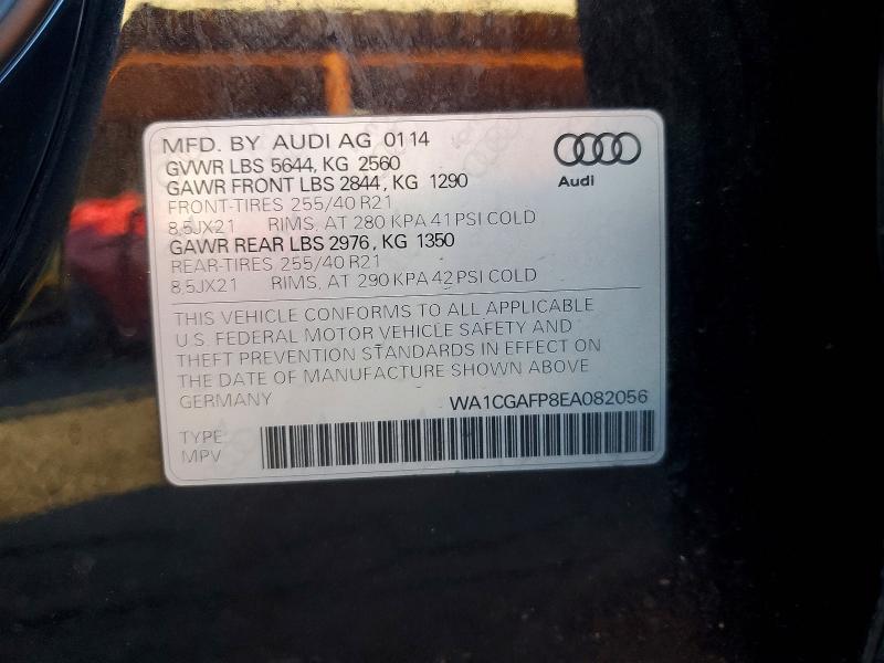 98633885 :رقم المزاد ، WA1CGAFP8EA082056 vin ، 2014 Audi Sq5 مزاد بيع