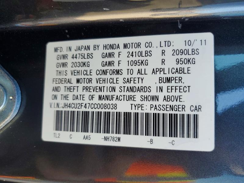 2012 Acura Tsx მანქანა იყიდება აუქციონზე, vin: JH4CU2F47CC008038, აუქციონის ნომერი: 73819175
