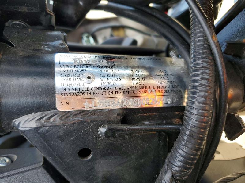 Продажа на аукционе авто 2025 Baod Motorcycle, vin: L2BBAACG9SB002979, номер лота: 73725855