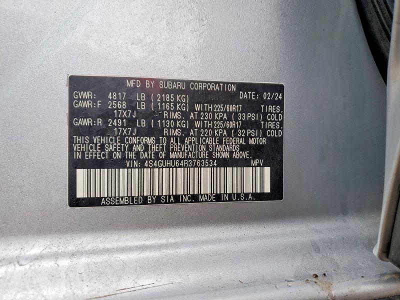 Продажа на аукционе авто 2024 Subaru Xv Crosstr, vin: 4S4GUHU64R3763534, номер лота: 98918545