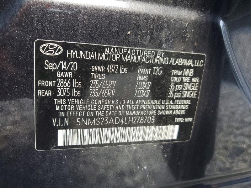 Продажа на аукционе авто 2020 Hyundai Santa Fe, vin: 5NMS23AD4LH278703, номер лота: 98493635