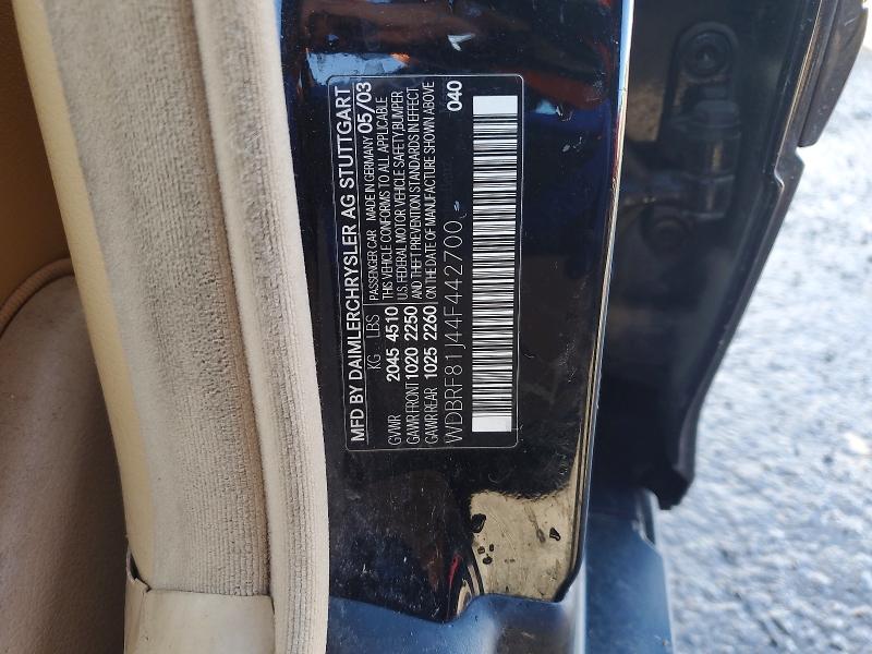 72246915 :رقم المزاد ، WDBRF81J44F442700 vin ، 2004 Mercedes-benz C مزاد بيع