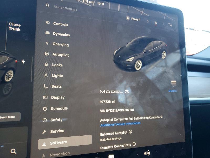 2023 Tesla Model 3 მანქანა იყიდება აუქციონზე, vin: 5YJ3E1EA0PF382581, აუქციონის ნომერი: 74973985