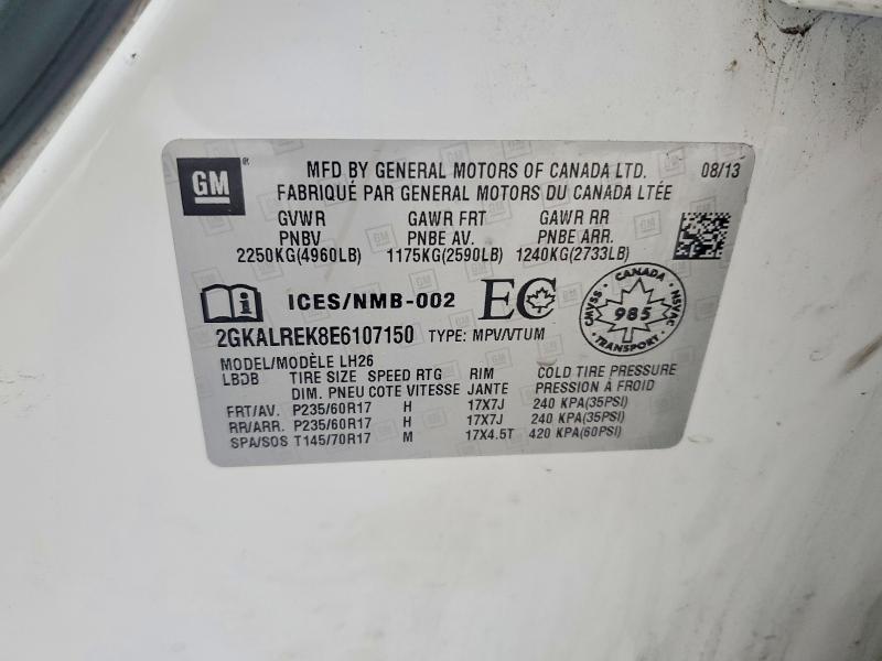 Aukcja sprzedaży 2014 Gmc Terrain, vin: 2GKALREK8E6107150, numer aukcji: 97716305