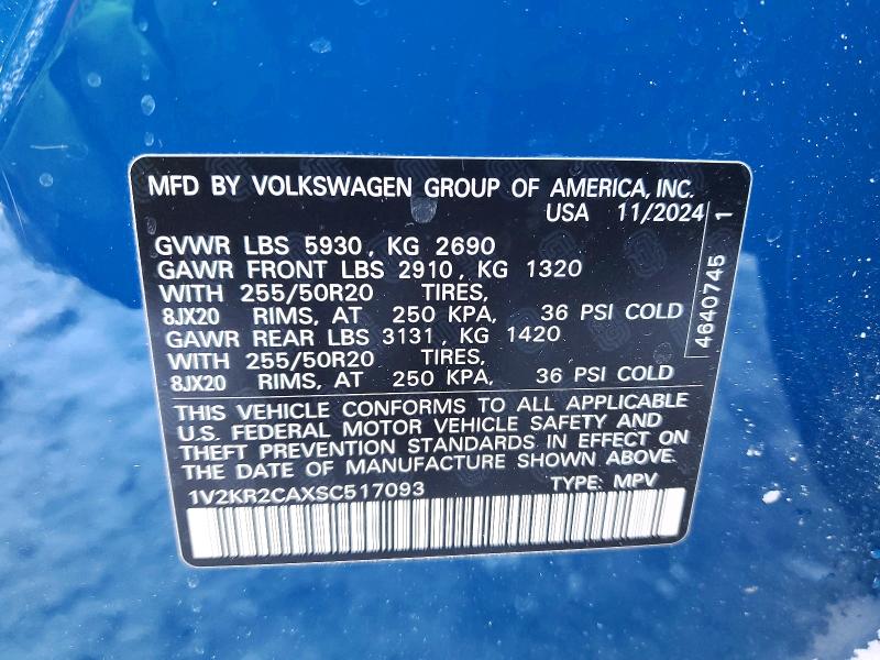 Продаж на аукціоні авто 2025 Volkswagen Atlas, vin: 1V2KR2CAXSC517093, номер лоту: 74554445