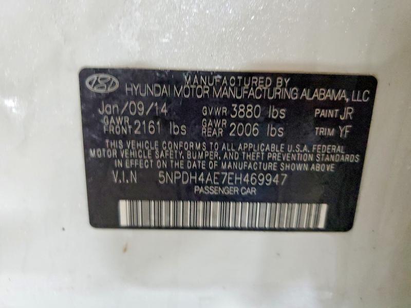 2014 Hyundai Elantra მანქანა იყიდება აუქციონზე, vin: 5NPDH4AE7EH469947, აუქციონის ნომერი: 73448375