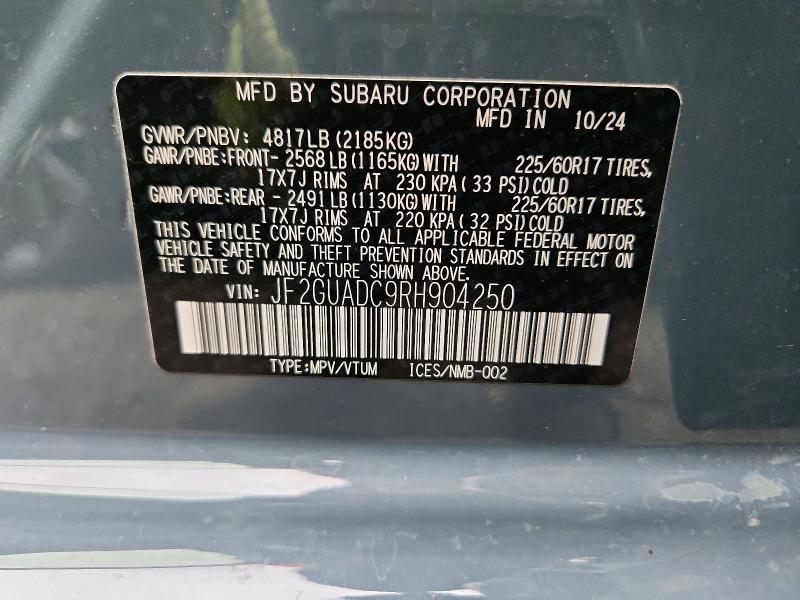 Продаж на аукціоні авто 2024 Subaru Crosstrek, vin: JF2GUADC9RH904250, номер лоту: 73797025