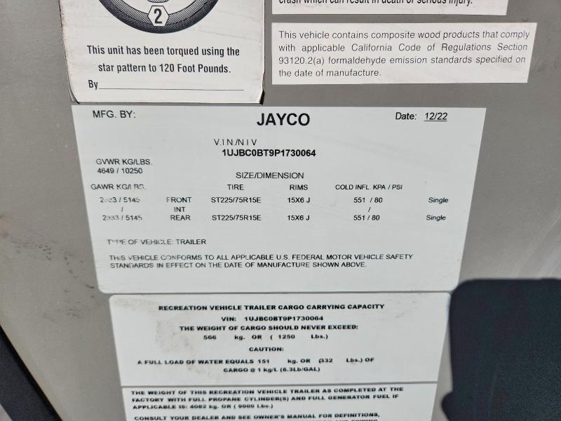 97803185 :رقم المزاد ، 1UJBC0BT9P1730064 vin ، 2023 Jay Jayco مزاد بيع