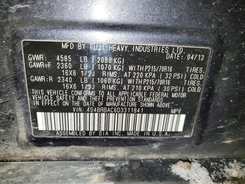 Auction sale of the 2013 Subaru Outback, vin: 4S4BRBAC6D3311841, lot number: 99892055