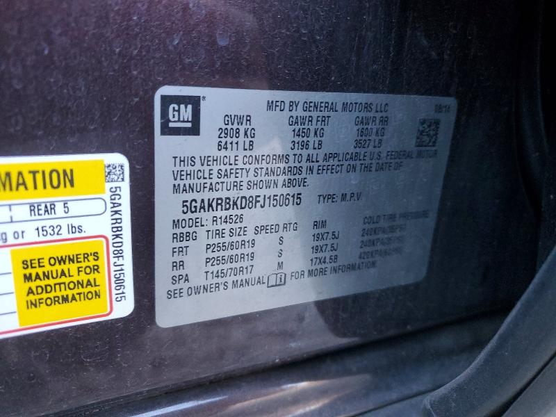 Продажа на аукционе авто 2015 Buick Enclave, vin: 5GAKRBKD8FJ150615, номер лота: 73383245