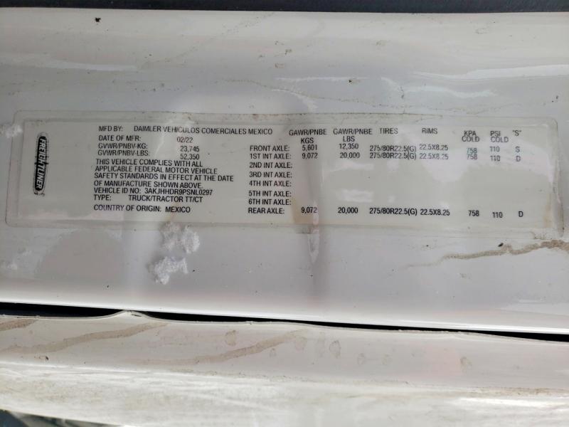 73796045 :رقم المزاد ، 3AKJHHDR9PSNL0297 vin ، 2023 Freightliner Cascadia 126 مزاد بيع