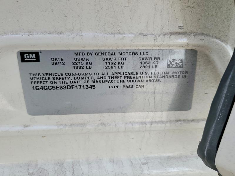 Продаж на аукціоні авто 2013 Buick Lacrosse, vin: 1G4GC5E33DF171345, номер лоту: 74892105