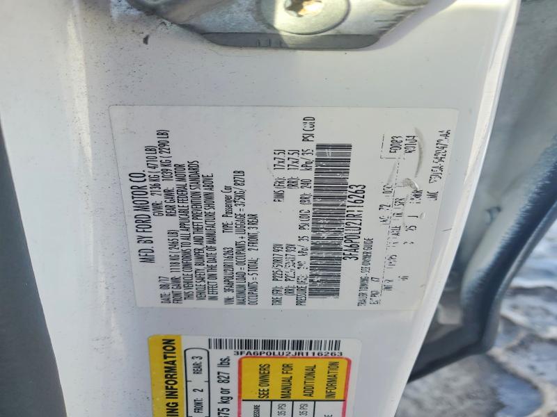 Aukcja sprzedaży 2018 Ford Fusion Se, vin: 3FA6P0LU2JR116263, numer aukcji: 75260855
