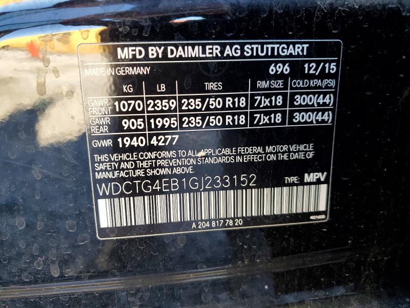 Aukcja sprzedaży 2016 Mercedes-benz Gla 250, vin: WDCTG4EB1GJ233152, numer aukcji: 74084505