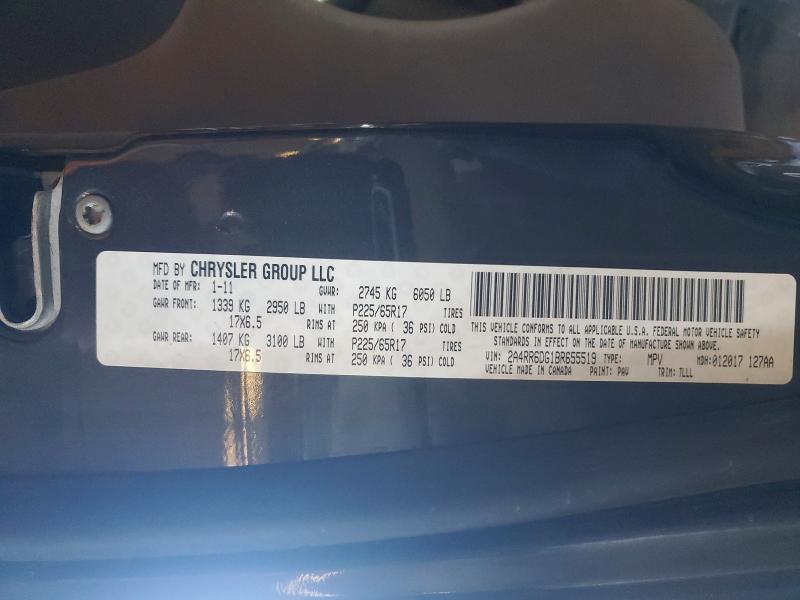2011 Chrysler Town & Country მანქანა იყიდება აუქციონზე, vin: 2A4RR6DG1BR655519, აუქციონის ნომერი: 73200605