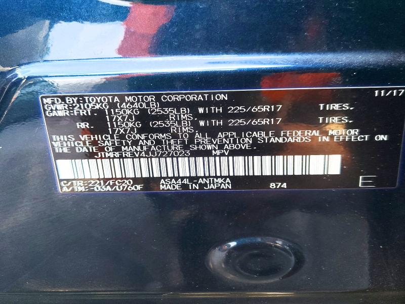2018 Toyota Rav4 მანქანა იყიდება აუქციონზე, vin: JTMRFREV4JJ727023, აუქციონის ნომერი: 74796945