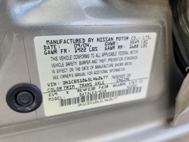 73297795 :رقم المزاد ، 3N1CB51D65L462677 vin ، 2005 Nissan Sentra 1.8 مزاد بيع