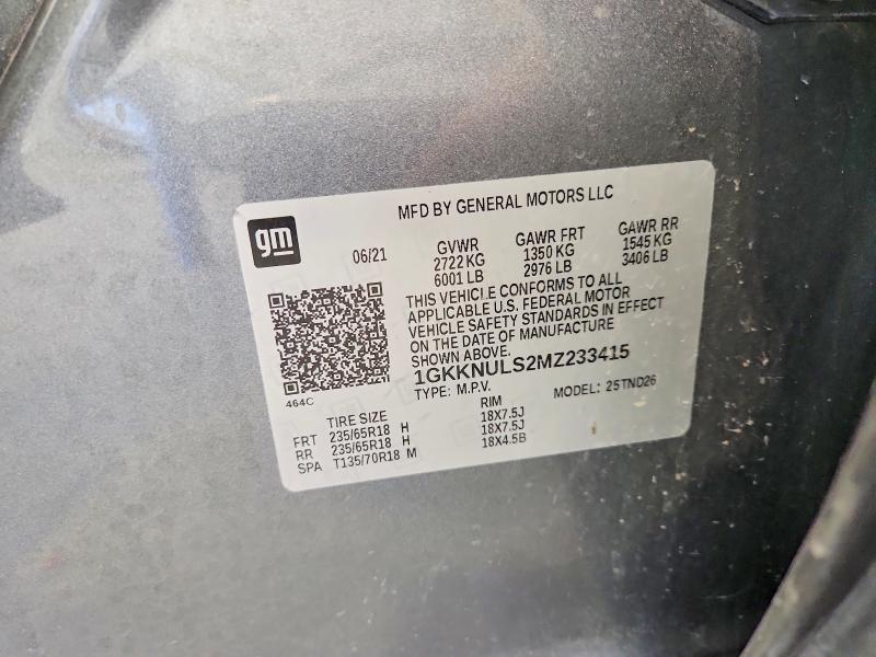 Aukcja sprzedaży 2021 Gmc Acadia, vin: 1GKKNULS2MZ233415, numer aukcji: 98086355