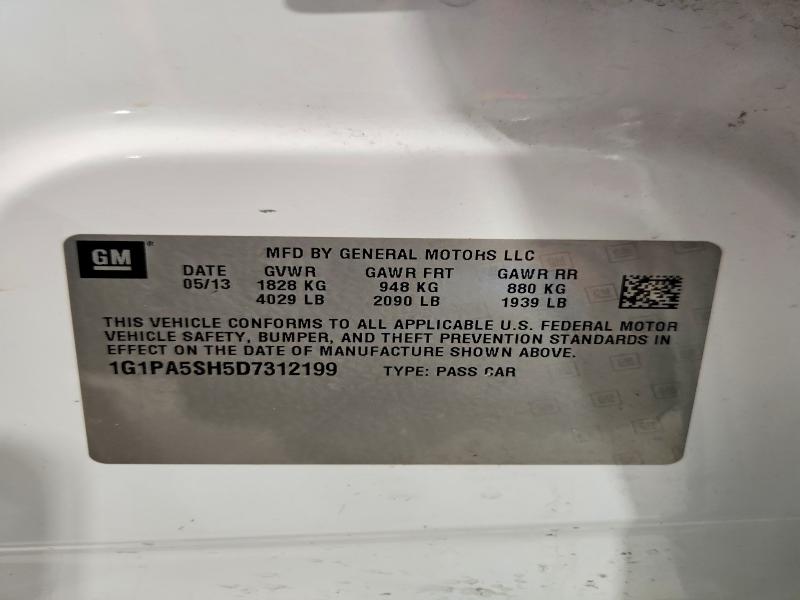 75170615 :رقم المزاد ، 1G1PA5SH5D7312199 vin ، 2013 Chevrolet Cruze مزاد بيع