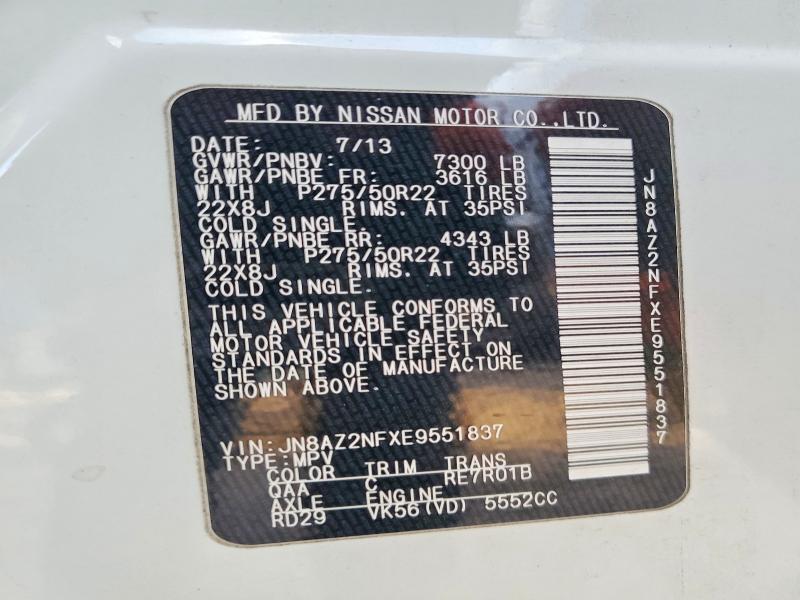 Aukcja sprzedaży 2014 Infiniti Qx80, vin: JN8AZ2NFXE9551837, numer aukcji: 73411145