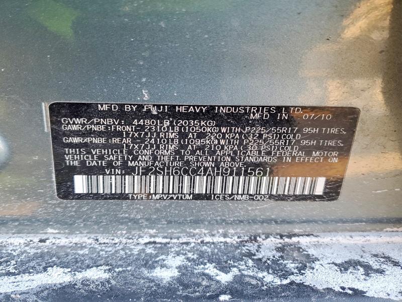 Aukcja sprzedaży 2010 Subaru Forester, vin: JF2SH6CC4AH911561, numer aukcji: 75227265