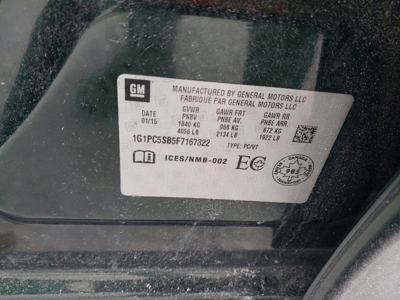 74731865 :رقم المزاد ، 1G1PC5SB5F7167822 vin ، 2015 Chevrolet Cruze مزاد بيع