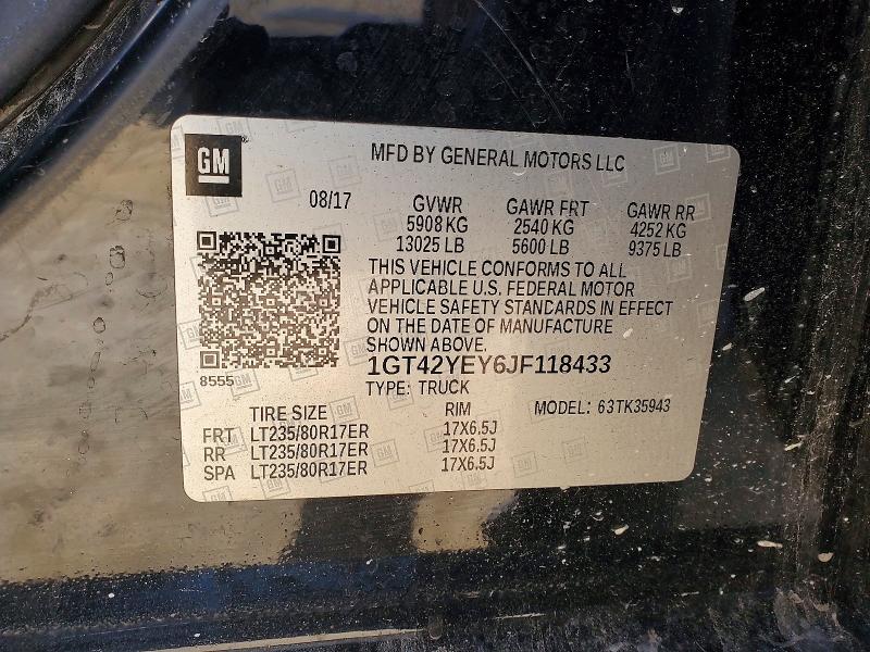 72583785 :رقم المزاد ، 1GT42YEY6JF118433 vin ، 2018 Gmc Sierra مزاد بيع