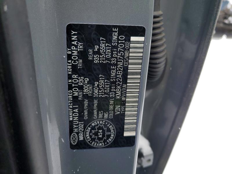 Продаж на аукціоні авто 2022 Hyundai Kona, vin: KM8K22AB2NU757010, номер лоту: 73927925