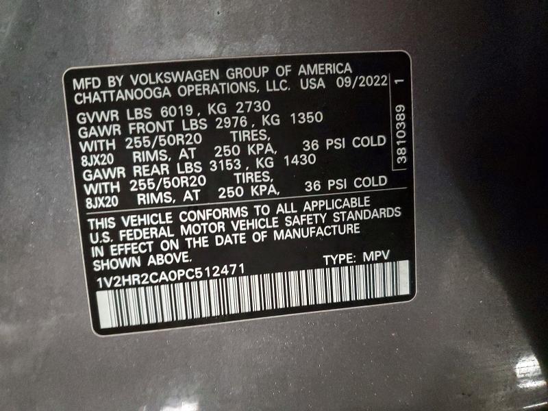 Продаж на аукціоні авто 2023 Volkswagen Atlas, vin: 1V2HR2CA0PC512471, номер лоту: 99284275