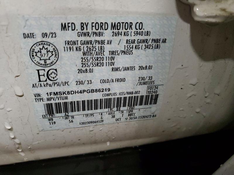 95725935 :رقم المزاد ، 1FMSK8DH4PGB86219 vin ، 2023 Ford Explorer مزاد بيع