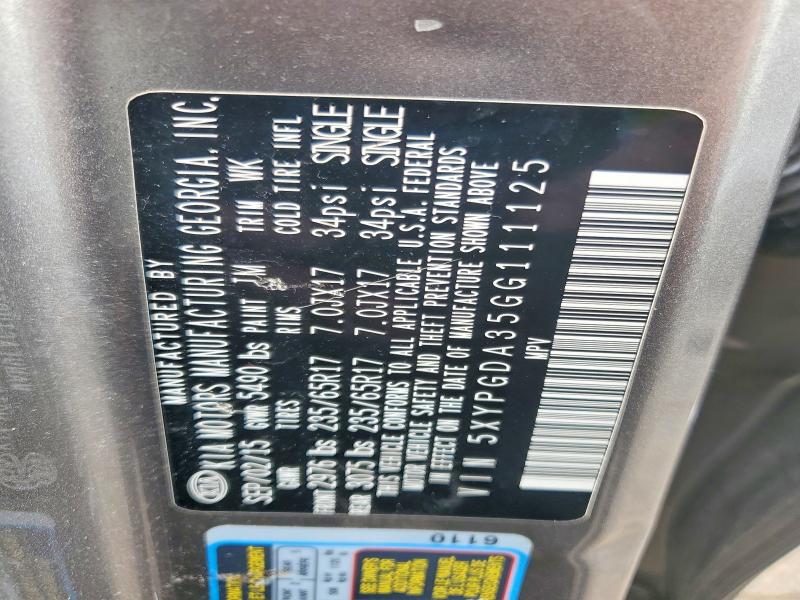 2016 Kia Sorento მანქანა იყიდება აუქციონზე, vin: 5XYPGDA35GG111125, აუქციონის ნომერი: 72209355